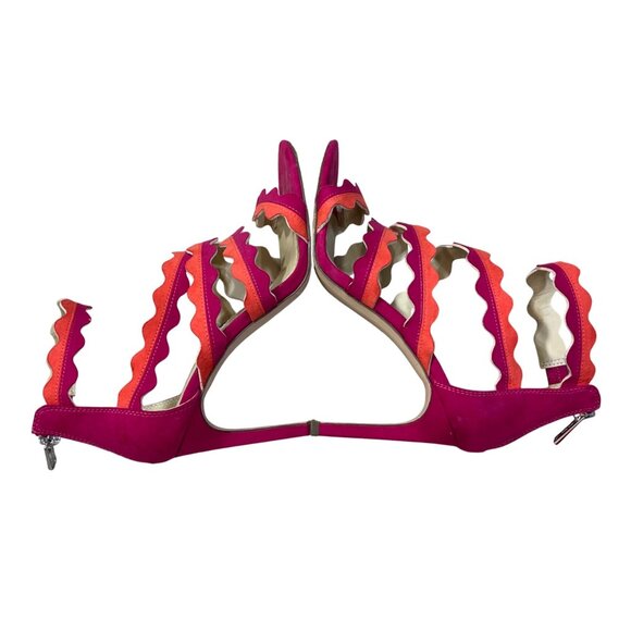 Jessica Simpson Caveena Strappy Heel Shoe Pumps Sandals Size 7M Pink Orange - Picture 8 of 14
